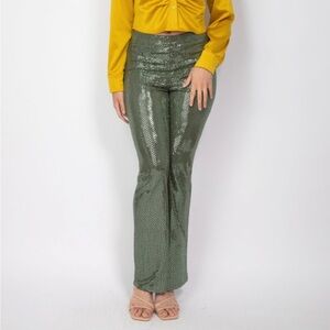 Sequined Fit & Flare Midrise Pants